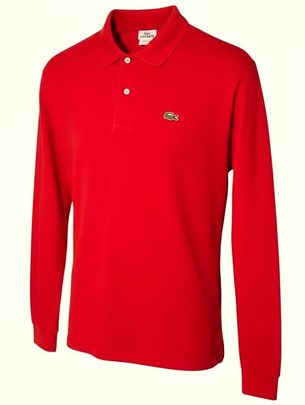LACOSTE Mens 7 (XL) Red Classic Fit 100% Cotton Long Sleeve Polo Shirt L.12.12